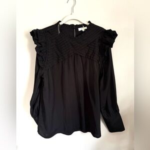 Entro Black Pleated Ruffle Blouse